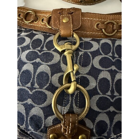 COACH VTG Signature Denim & Vachetta Leather Shoulder Bag F06K-10406 Handbag - Picture 13 of 16